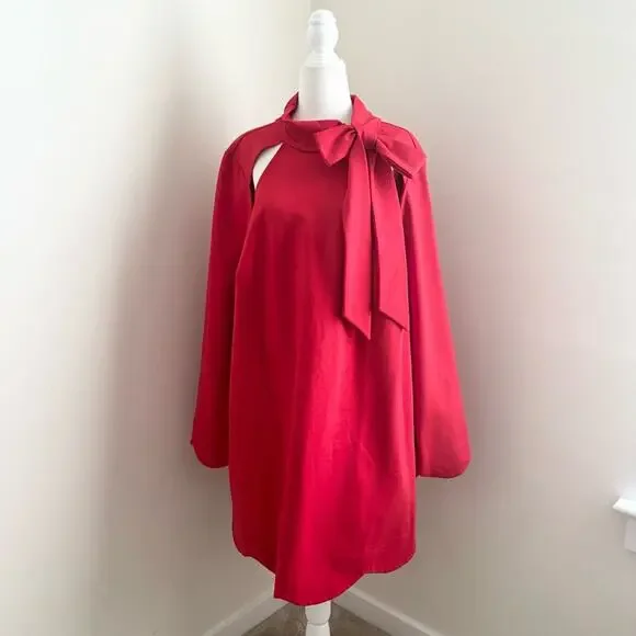 Anthropologie Red Long Sleeve Dress - Picture 2 of 8